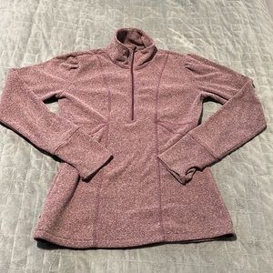 Athleta Long-Sleeve Sweatshirt, Top, Maroon, Mock Neck, Thumbholes, Zip, Size XS